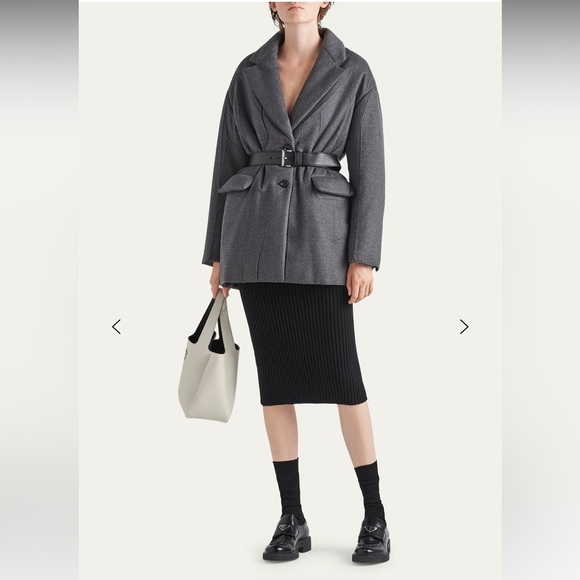 PRADA**Women's Cashmere Oversized Gray Belted Coat***US 0, 4 $4400 NWT - Picture 2 of 16